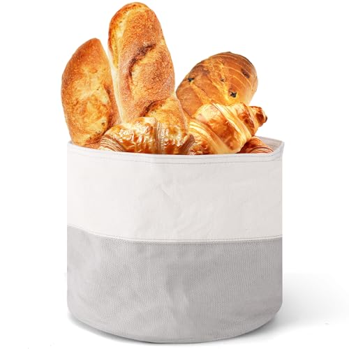 UNISOPH Panera de tela, cesta para panecillos, bolsa de pan, 100% algodón, cesta de almacenamiento, reutilizable, para guardar pan, verduras, frutas (25 x 22,5 cm)