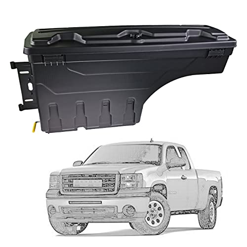 Koxuyim Truck Bed Storage Box | Lockable Swing Case Fits | Fits Sierra 2008-2018 Chevy/Gmc Silverado/Sierra 1500-3500 Drivers Side Waterproof Abs Wheel Box 6.6 Gal/20 L #TOP14