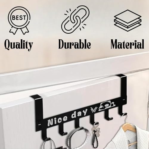 Image of Heavy Duty Over Door Hook Hanger for Cloths, Carben Steel | Nice Day Print Hook Use of Bathroom, Kitchen, Bedroom | Towel, Scarf, Coat Holder | Removable Door Hanger (Nice Day)