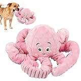 Chingcoo Hundespielzeug Quietschend, Interaktives Plüsch Oktopus Ziehspielzeug, Unzerstörbar Welpenspielzeug für kleine, mittlere & große Hunde,Elastische Beine, Kauspielzeug für Haustiere Rosa
