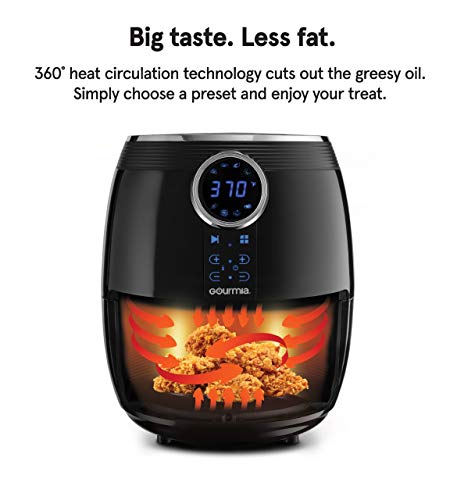Image of Gourmia GAF575 5-Quart Digital Air Fryer - No Oil Healthy Frying - 12 One-Touch Cooking Functions - Guided Cooking Prompts - Easy Clean-Up - Recipe Book Included