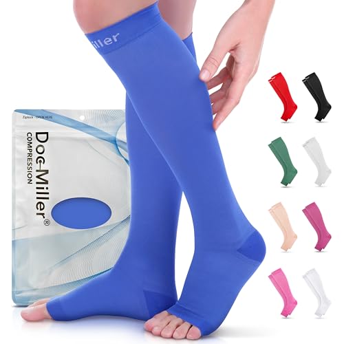 Image of Doc Miller Open Toe Compression Socks 15-20 mmHg for Women & Men