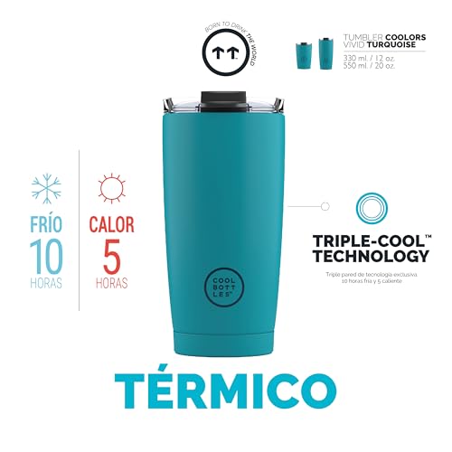 Vaso térmico de acero inoxidable Cool Bottles 550 ml Vivid Turquoise 7
