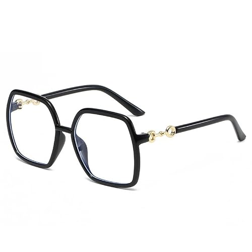 PARWANA Cute Anti Eyestrain Oversized Square Computer Readers Eyeglasses Reading Glasses Anti Blue Light Flat Light Mirror (Color : Black, Size : +0.00)