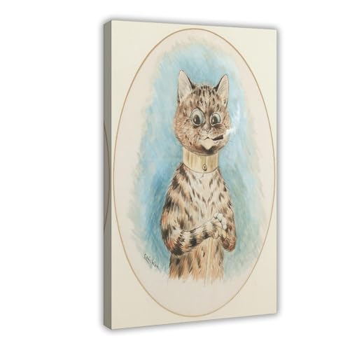 Impressions sur toile chat fumant Louis Wain 61x91cm cadre