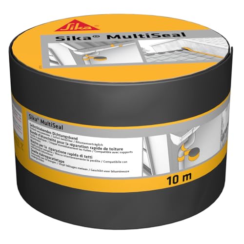 SIKA Dichtungsband MultiSeal - Grau-Grün Außenbereich - Selbstklebend & wasserdicht - Bituminös - Für Schnellreparaturen gegen Nässe und Zugluft - Überstreichbar - 10 m lang x 100 mm breit