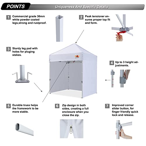 Image of ABCCANOPY Commercial Pop Up Canopy Tent with Sidewalls 5X5,White