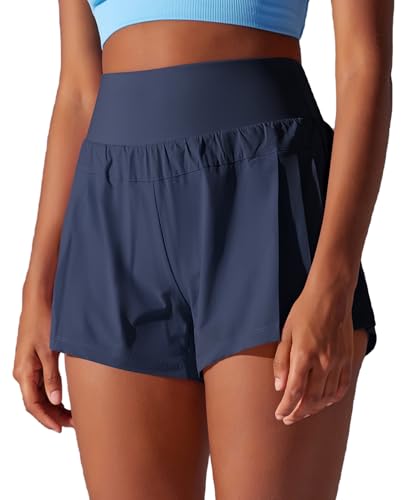 JTSONN Pantalones Cortos Deportivos Mujer 2 en 1 de Verano para Tenis Fitness Yoga Running con Bolsillo Trasero Pantalones Cortos Deporte de Secado Rápido