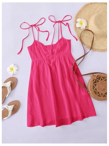 Image of SOLY HUX Women's Summer Cami Sun Dress A Line Tie Shoulder Y2k Cute Casual Short Mini Beach Babydoll Dresses