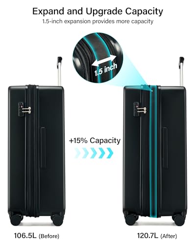 Image of Hanke 28 Inch Expandable Large Checked Luggage, Hard Shell with Side Hook
