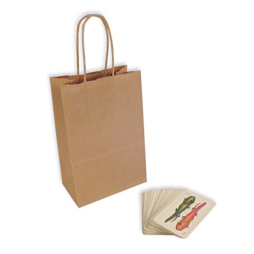 800 Bolsas de Papel Kraft 14+8,5x21,5 cm. Mini. con asa de Papel Rizado.