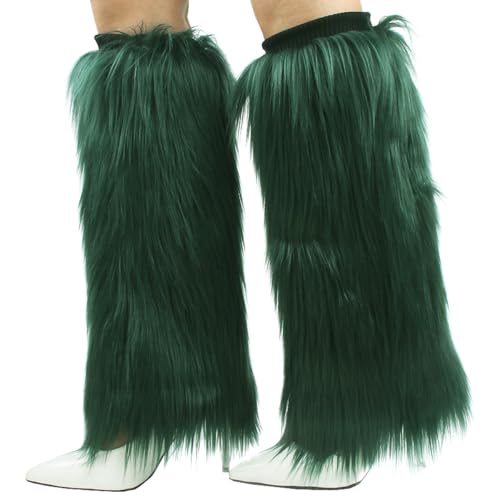 Image of Womens Fluffy Faux Fur Leg Warmers Cozy Fuzzy Long Boot Cuffs Covers