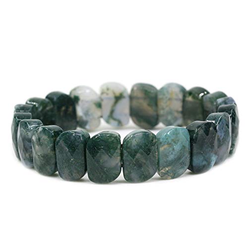 Keleny Semi Precious Stones S Shape Faceted Beaded Stretchable Crystal Bangle 7.5 Inch Unisex
