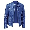 RLEHJN Leather Bomber Jacket Men Red Faux Leather Baseball Flight Jackets Full Zip Casual Outdoor Windbreaker Vintage Stand Collar Jacket Sport Hiking Running with Zipper Pockets S-5XL #1