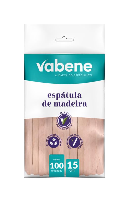 Vabene Espátula de Madeira, 15 cm, 100 Unidades