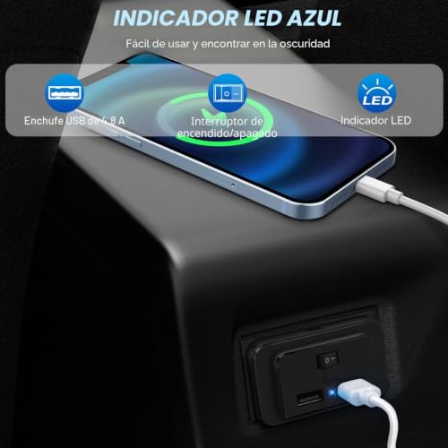 Cargador de coche USB dual 4.8A de 12V/24V con interruptor panel para barco 4