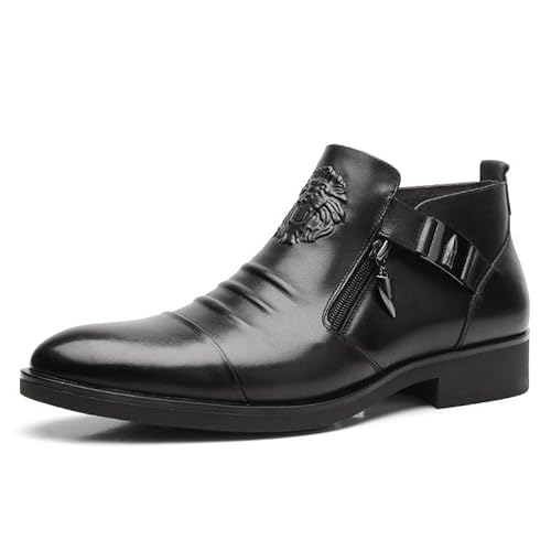 SWZEC Homme Cheville Bottes Mode Classiques Entreprise Travail Bureau Rétro Casua Confort Souple Habillées Bottines Taille 39-48 EU (44,Noir)