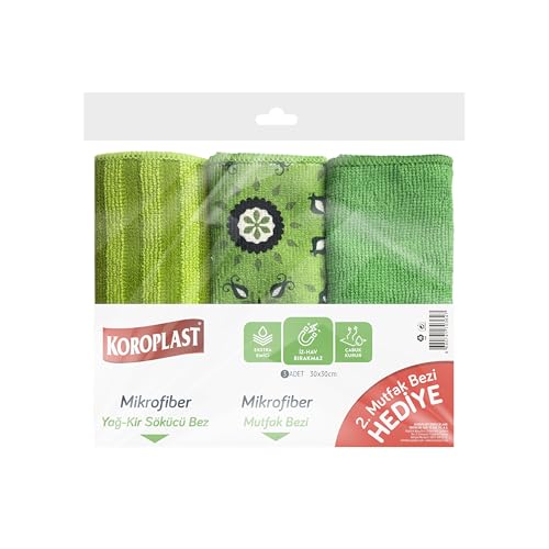 Çok Amaçlı Mikrofiber Temizlik Bezi, 3'lü Ekonomik Paket, Yağ ve Kir Sökücü, İz Bırakmaz, Ekstra Emici, Hızlı Kuruyan