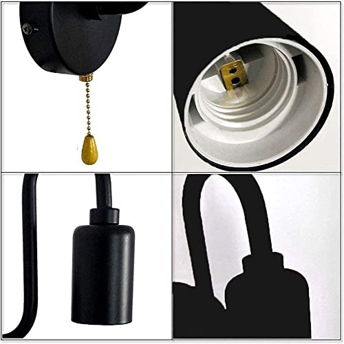 Ojrg Vintage Wall Lamp Metal Retro Industrial Indoor Wall Lights With Pull Cord Switch, Vintage Brass Head E27 Wall Sconces For House Bar Restaurants Coffee Living Room Bedroom #TOP1