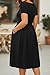 Pinup Fashion Womens Plus Size Midi Dresses with Pockets Black Work Casual Summer Short Sleeve Graduation Cocktail Swing A Line Dress