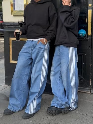 EMMIOL Striped Jeans for Men Loose Fit Straight Leg Vintage Streetwear3