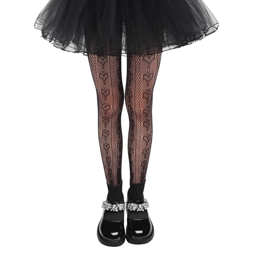 Image of Girls Lace Fishnet Tights Toddler Sheer Patterned Stockings Hollow Dance Pantyhose for Kids Halloween Tights