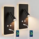 【Lampe de lecture à intensité variable à fixation murale avec interrupteur】 Lampe murale moderne pour l'intérieur avec 2 interrupteurs indépendants pour contrôler la lumière de lecture et l'applique murale près du lit, selon les besoins, afin d'utiliser séparément ou simultanément la fonction de lecture et la fonction décorative de la lampe murale. L'interrupteur ne contrôle pas le port de chargement USB et TPYE C.
