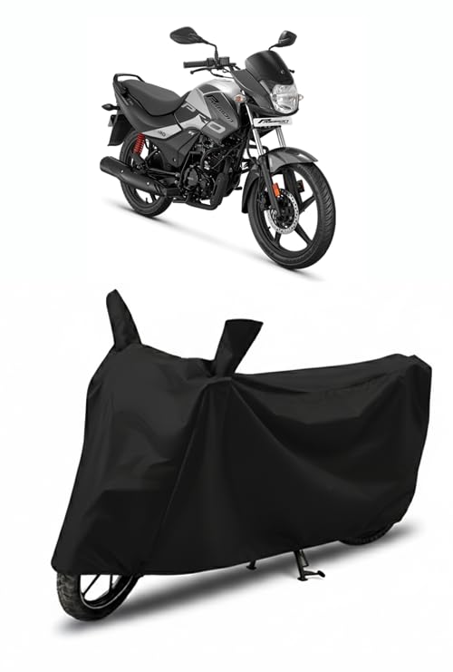 Image of DRAKOWISH Waterproof Bike Cover for Hero Passion Pro | All Weather Protection from Rain, Dust, UV Rays & Scratches with Mirror Pockets & Buckle Belt | Passion Pro Bike Cover