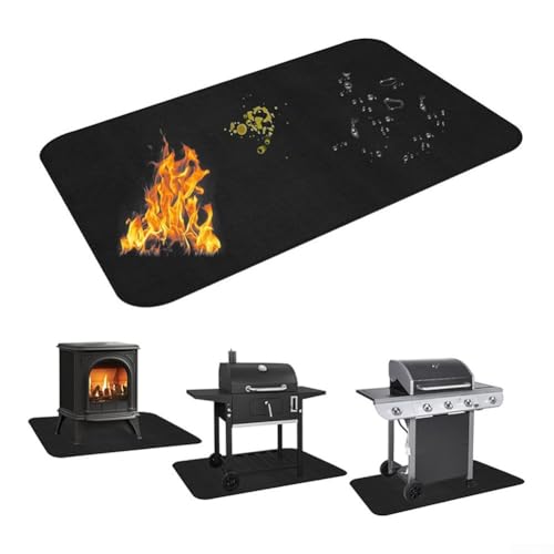 Besttoolifes Tappetino per camino, ignifugo, protezione dalle scintille, in fibra di vetro ispessita, ignifugo, per interni ed esterni, camini, focolari, stufe (99 x 152,4 cm)