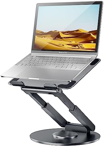 tounee Ergonomic Computer Desk with 360° Swivel Base, Sit to Stand , Height Adjustable, Portable Riser Holder for Good Posture, Compatible with MacBook Pro, All Laptops 10-17"-Gray