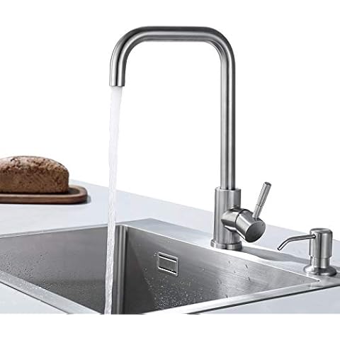 CECIPA Kitchen Faucet, 360 ° Rotatable Stainless Steel Kitchen Faucet, Single Lever Kitchen Mixer Tap for Cold and Hot Adjustable Kitchen Cover
