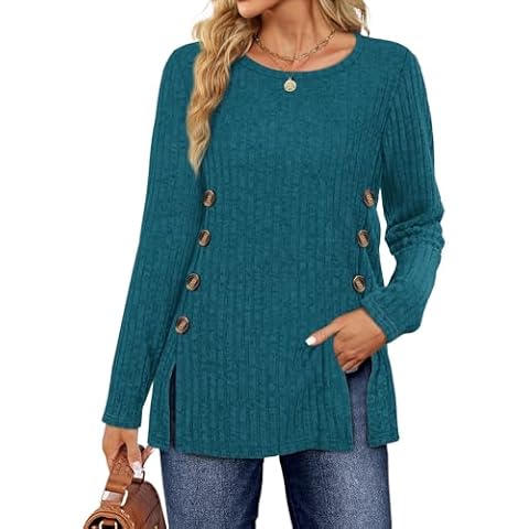 Sampeel Ladies Long Sleeve Jumper with Buttons Cover
