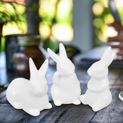 Image of BESPORTBLE Easter Bunny Decorations Spring Home Decor Bunny Figurines Easter White Rabbit Ceramic Rabbits Figurines Bunny Sculptures Rabbits Crafts Decor 5Pcs