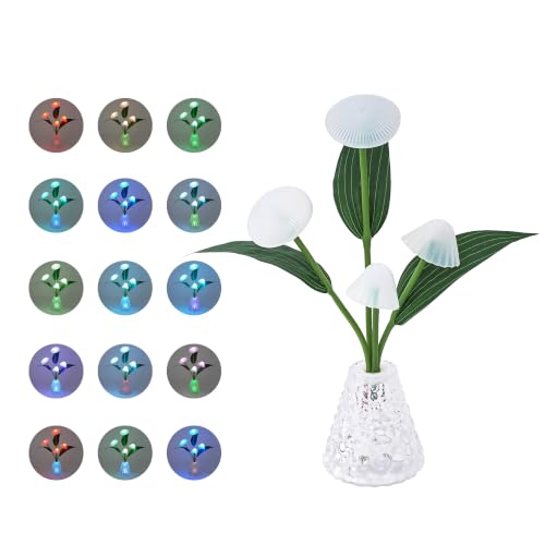 Image of Jellyfish Table Lamp Color-Changing Night Light with Water Ripple Vase | Indoor Outdoor Decorative Ambient Lamp Holiday Gift, Cordless Battery Powered Desk Light for Home Decor & Birthday Gift