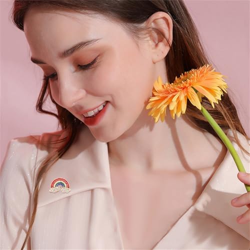 Image of WCRAZYE Rainbow Cloud Brooch Pin for Women Girls Colorful Crystal Rhinestone LGBTQ Pride Rainbow Brooch Lapel Backpack Badge Hat Bag Decoration Accessories for Pride Month Parades and Events