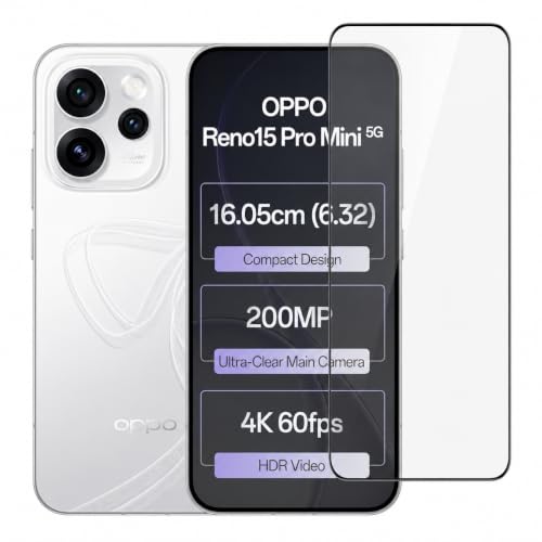 Image of Military-Grade Tempered Glass Screen Protector Compatible for Oppo Reno15Pro mini /Reno 15 Pro Mini 5G with Edge to Edge Coverage and Easy Self Installation kit (Oppo Reno 15 Pro Mini)