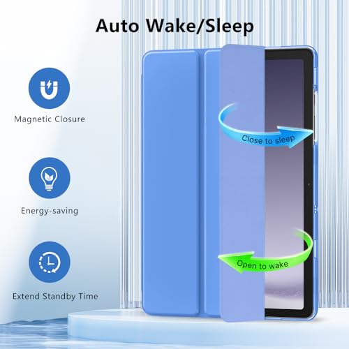 Image of MoKo Trifold Case for Galaxy Tab A9 Plus /A9+ 11 Inch 2023, Periwinkle | Slim Stand Hard PC Translucent Back Shell Smart Cover, Auto Sleep /Wake, Light, Anti-scratch, 2 Adjustable Angle