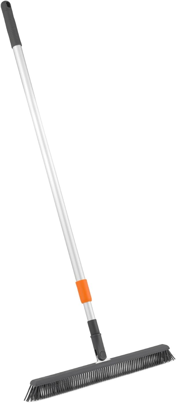 Silicone Broom, Rubber Broom for Pet Hair Hardwood Floor, Silicone Brooms for Floor Cleaning, Pet Hair Rubber Broom for Pet Hair on Carpet, Slim Hair Broom for Carpet, by Superio, Gray