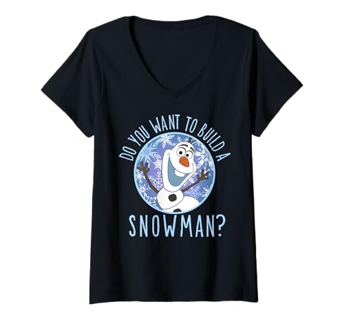 T-shirt Frozen Olaf col en V pour femme Disney avec imprimé Do You Want To Build A Snowman