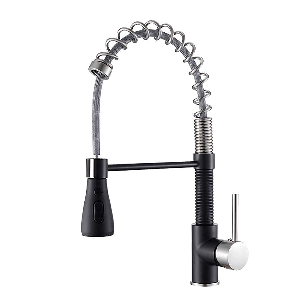 BHFPFZA ry Pull Down Kitchen Faucet Brass & el Black & el h Hot/Cold Mixer Tap Modern ng Pull Out Design for Kitchen Sink SLE 2.