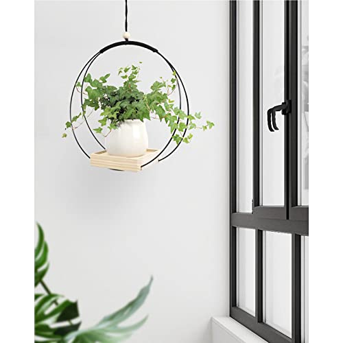Fullmin Plant Hangers Indoor,Macrame Hanging Planters For Indoor Plants,Hanging Plant Holder For Indoor Plants With Wood Base,Modern Plant Hanger Boho Home Decor- Black(Planter/Plants Not Included) #TOP1