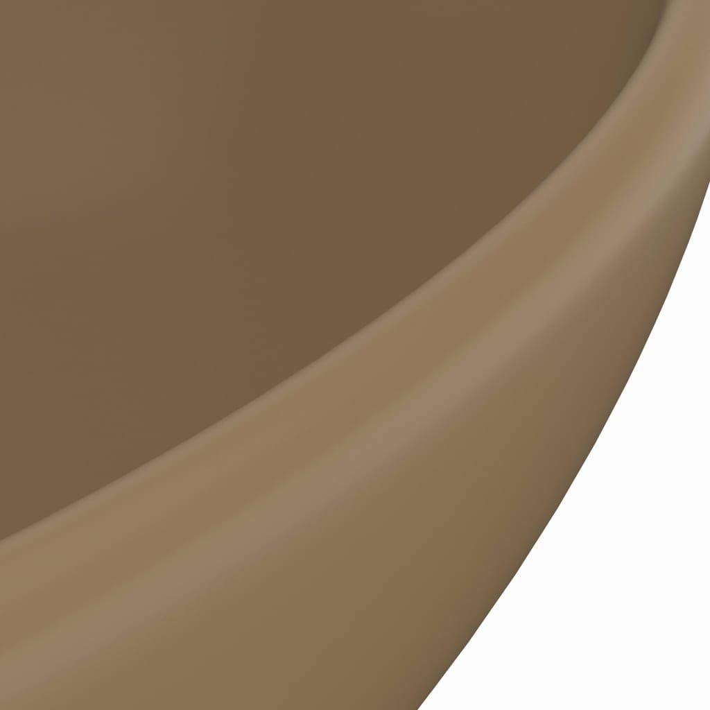 vidaXL Lavandino Lusso Lavello per Bagno Lavabo per Toilette Sanitari Prodotti per Bagno Vaschetta Ovale Crema Opaco 40x33 cm in Ceramica