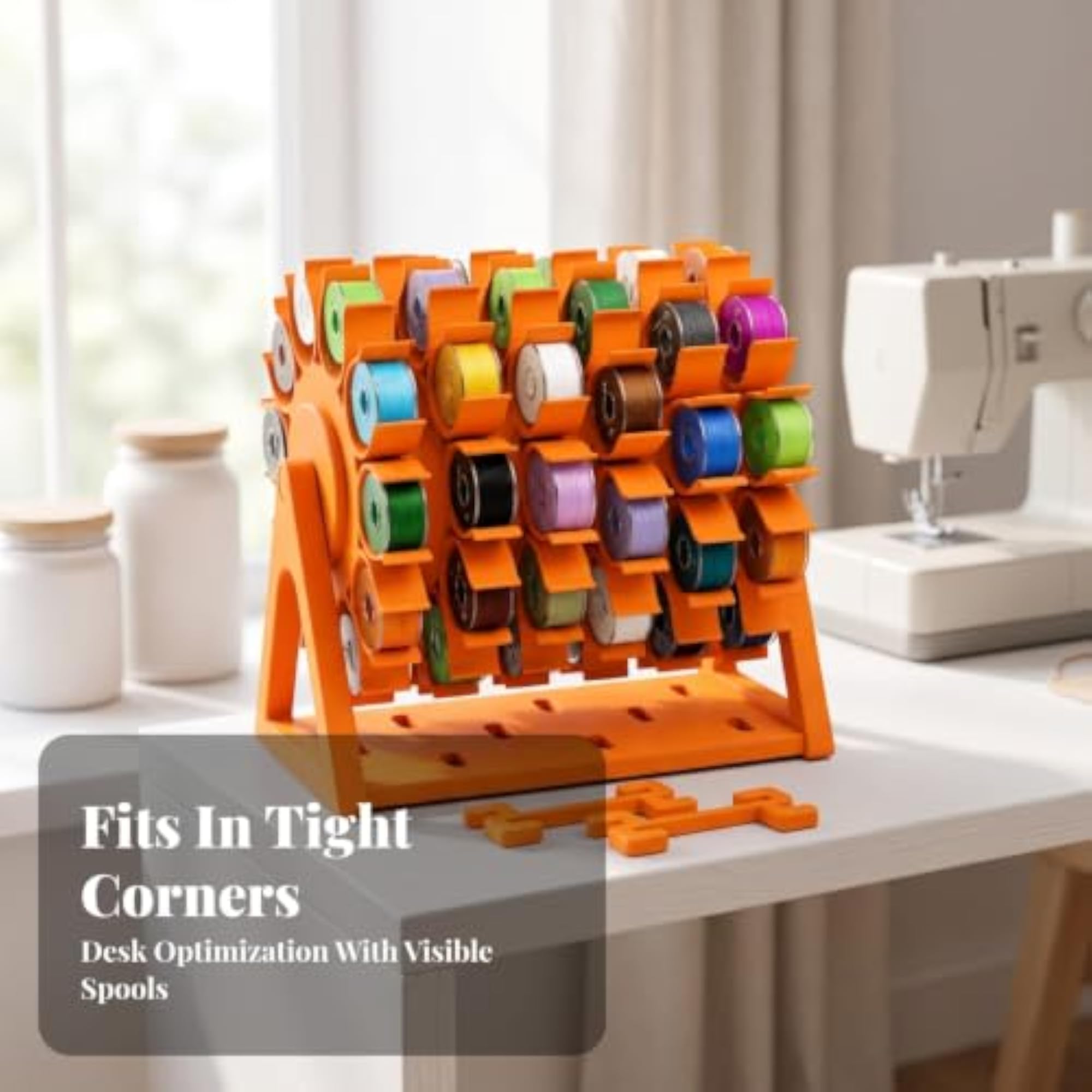 Organized Rotating Bobbin Thread Organizer for Quilters