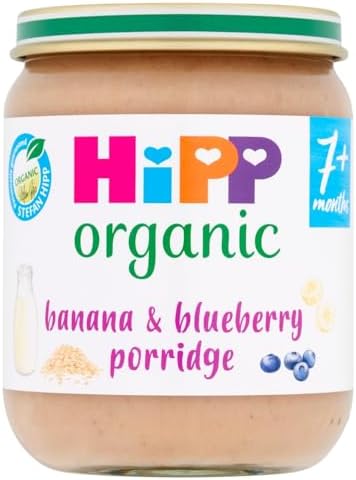 HiPP Organic Banana and Blueberry Porridge Baby Food Jar 7 Plus months 160g
