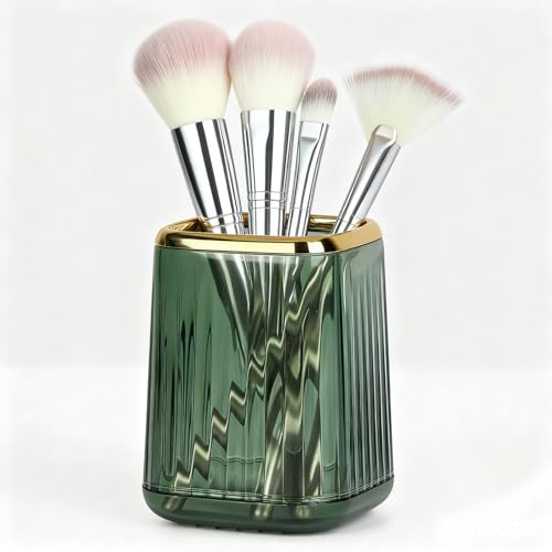 Wnzdp Make Up Brush Holder Makeup Brush Holder Classic Design Makeup Brushes Holders Portable Makeup Pot Gift for Women Vanity Office Bathroom (Green)