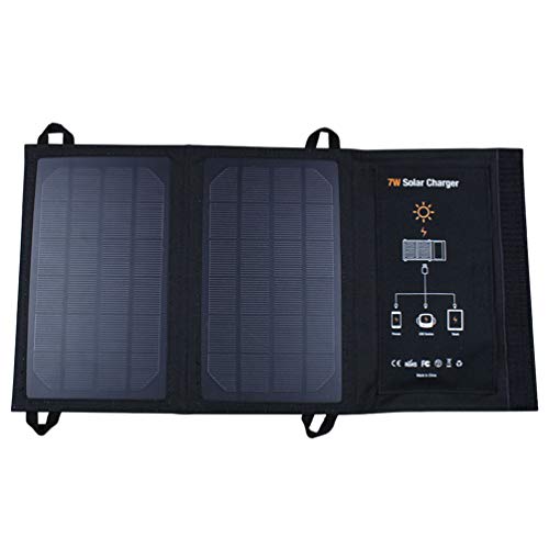 7W Falttelefon Ladegerät Camping Notfall Solarpanel Tasche Faltbare Solar Board Tasche für Outdoor-Reisetelefon Laptop Tablet (Schwarz)
