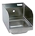 BK Resources BKHS-W-SS-1-SS Space Saver Stainless Steel Wall Mount Hand Sink Only w/ Dual Splash Guards & Single Splash Mount Faucet Hole, Bowl Size 9"L(Left-Right) x 9"W(Front-Back) x 5"Deep, NSF Approved