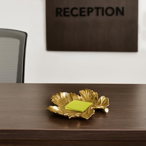Image of MARKET 99 Embossed Golden Platter for Home Decor | Glossy Aluminium Decorative Tray for Dining & Center Table | Elegant Dish for Diwali Decor, Festive Styling & Designer Display
