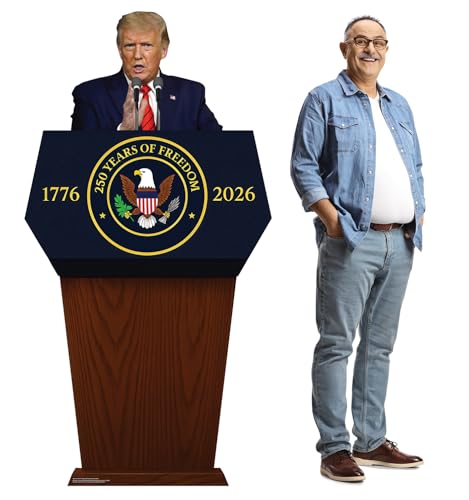 Image of Cardboard People President Trump 250th Anniversary Podium Life Size Cardboard Cutout Standup