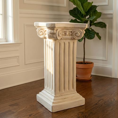 GRASOLAR Elegant Classical Greek Roman Ionic Order Vintage Weathered Column Pedestal Decorative Display Stand for Statues Plants, or Vases Perfect for Home Decor and Event Settings, White by GRASOLAR - Image 7